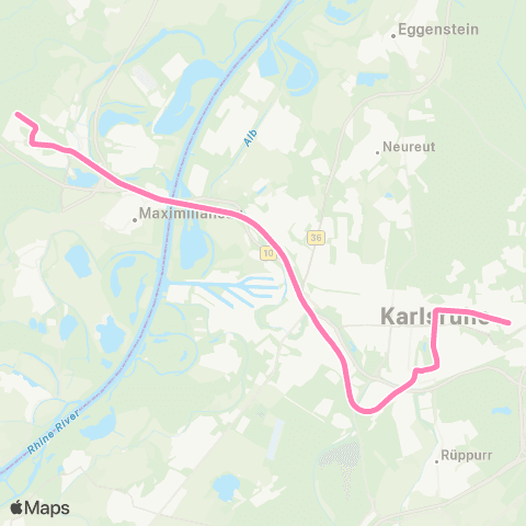 KVV Badepark (Wörth) ↔︎ Albtalbahnhof (Karlsruhe) map