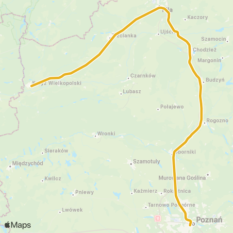 Koleje Wielkopolskie Rogoźno Wlkp. — Poznań map