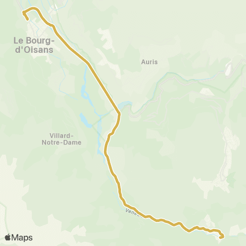 Navette des Deux Alpes Le Bourg d'Oisans <> Venosc map