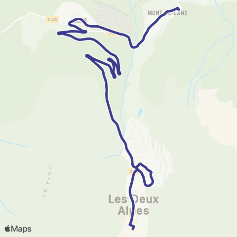 Navette des Deux Alpes Mont de Lans <> les 2 Alpes map