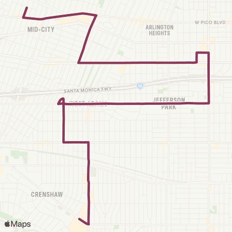 LADOT DASH DASH Midtown map