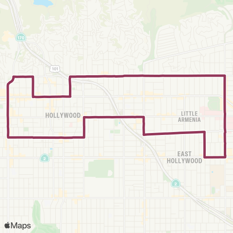 LADOT DASH DASH HollywoodLoop map