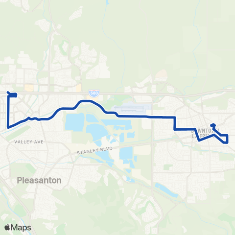 Wheels Pleasanton - Livermore via Outlets map