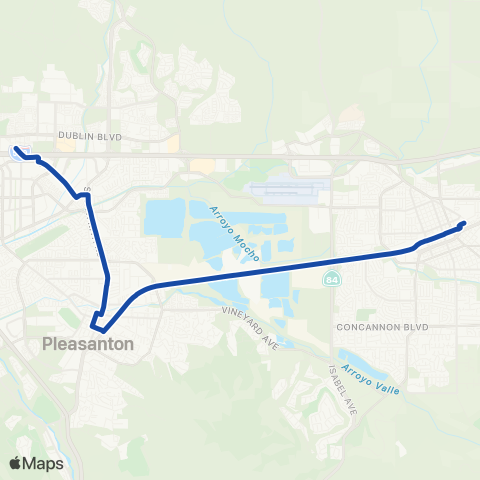 Wheels Pleasanton - Livermore via Stanley map