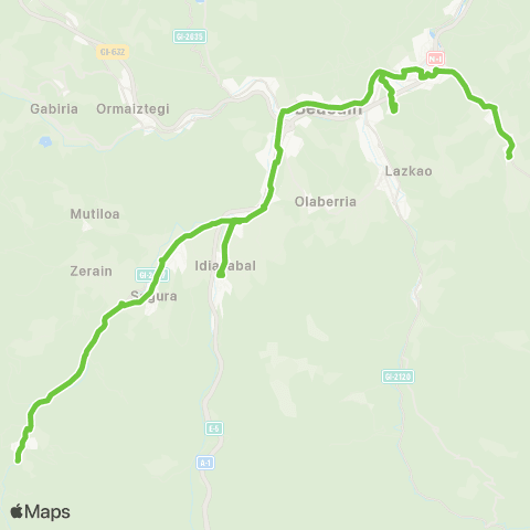 Lurraldebus Zega↔Segur↔Idiaz↔Olaber↔Beasai↔Ordiz↔Zaldibia map