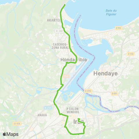 Lurraldebus Hondarribia↔Irun map