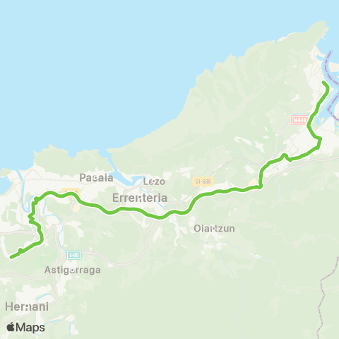 Lurraldebus Hondarribia↔Irun↔Donostia (Ospitaleak) map