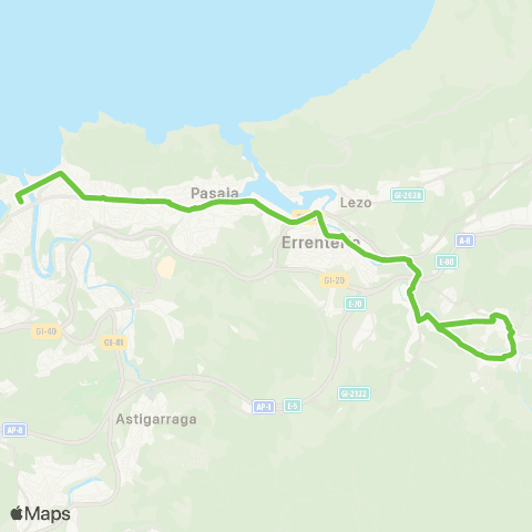 Lurraldebus Oiartzun↔Errenteria↔Pasaia↔Donostia (N-I) map