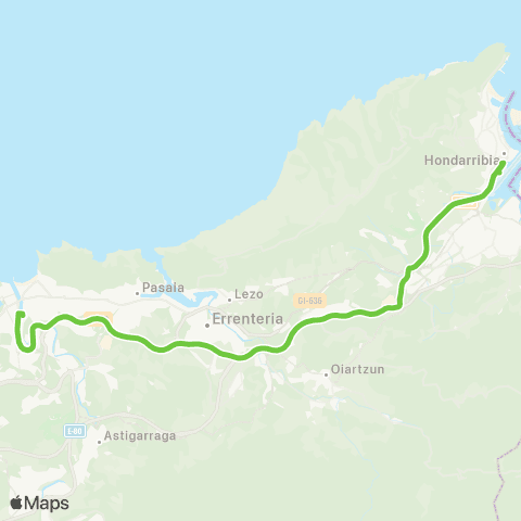Lurraldebus Donostia↔Aeropuerto San Sebastián (Zuzenekoa / Directo) map