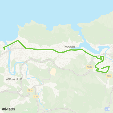 Lurraldebus Errenteria (Beraun)↔Pasaia↔Donostia (N-I) map