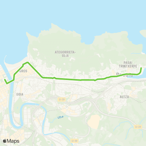 Lurraldebus P. San Pedro↔Donostia (N-I) map