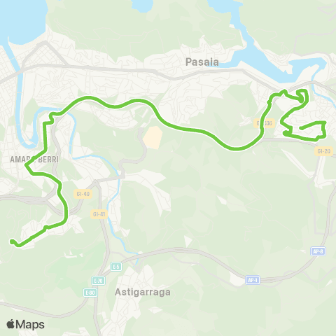 Lurraldebus Errenteria (Beraun)↔Donostia Ospitaleak map