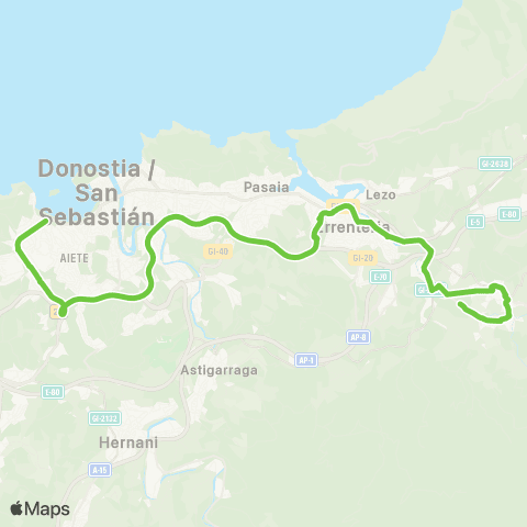 Lurraldebus Oiartzun↔Errenteria↔Donostia (Ap-8) map