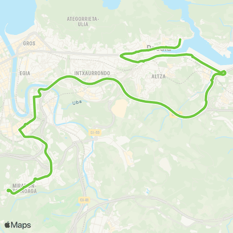 Lurraldebus P. Sn Pedro (Trintx)↔P.Antx↔Donostia Ospitaleak map