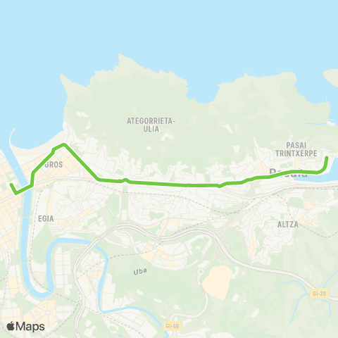 Lurraldebus P. San Pedro↔Donostia map