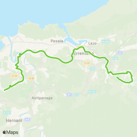 Lurraldebus Oiartzun↔Errenteria↔Molinao ↔Donostia (Ospitaleak-Miramon) map