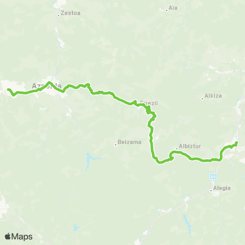 Lurraldebus Azkoitia↔Azpeitia↔Errezil↔Bidania-Goiatz↔Albiztur↔Tolosa map
