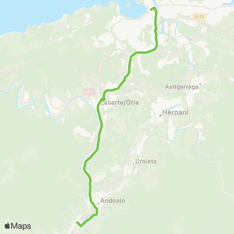 Lurraldebus Andoain↔Lasarte-Oria↔Donostia (Amaratik) map