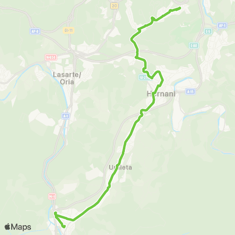 Lurraldebus Andoain↔Donostiako Ospitaleak map