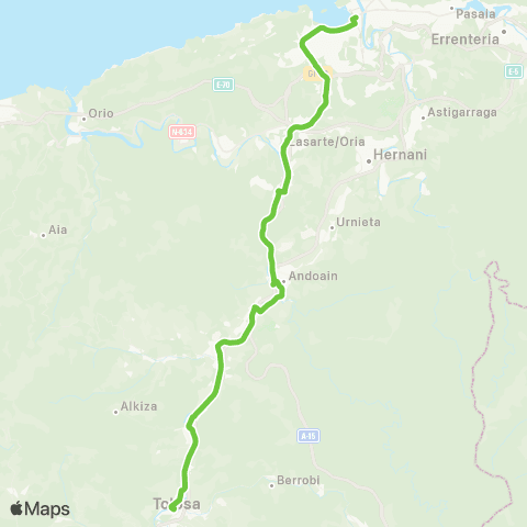 Lurraldebus Tolosa↔Donostia (Herriz Herri) map