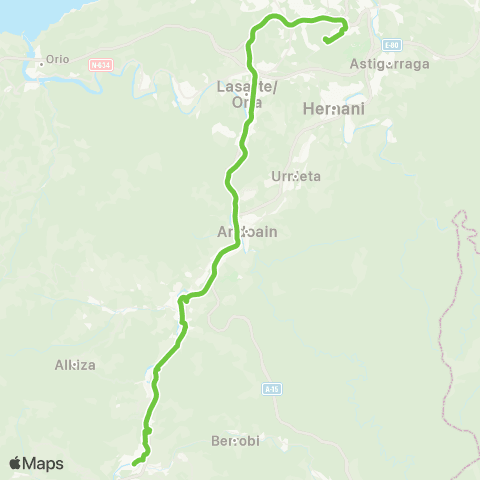 Lurraldebus Tolosa↔Donostiako Ospitaleak map