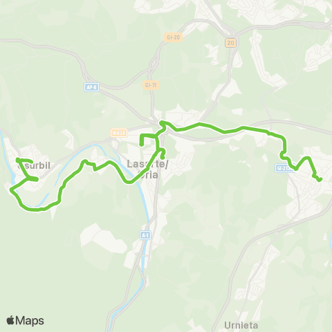 Lurraldebus Usurbil↔Lasarte-Oria↔Hernani map