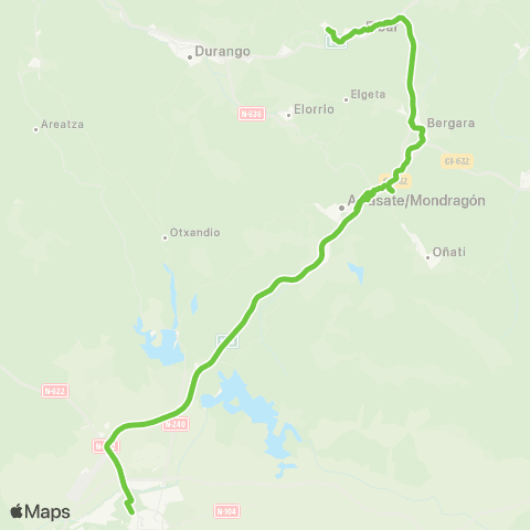 Lurraldebus (Ermua) Eibar↔Bergara↔Arrasate↔Vitoria-Gasteiz map