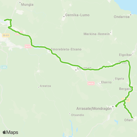 Lurraldebus Arrasate↔Oñati↔Aeropuerto Bilbao map