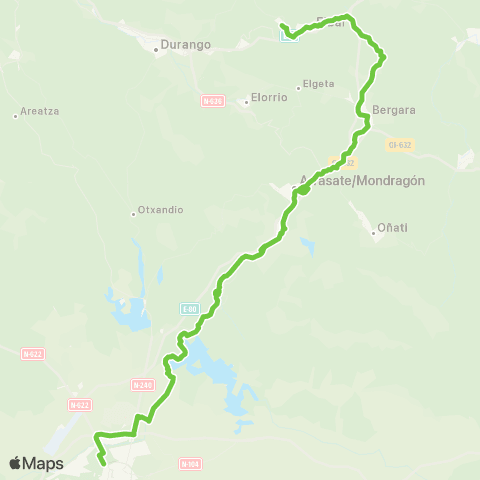 Lurraldebus Eibar↔Vitoria-Gasteiz (Paduratik / por Pantano) map