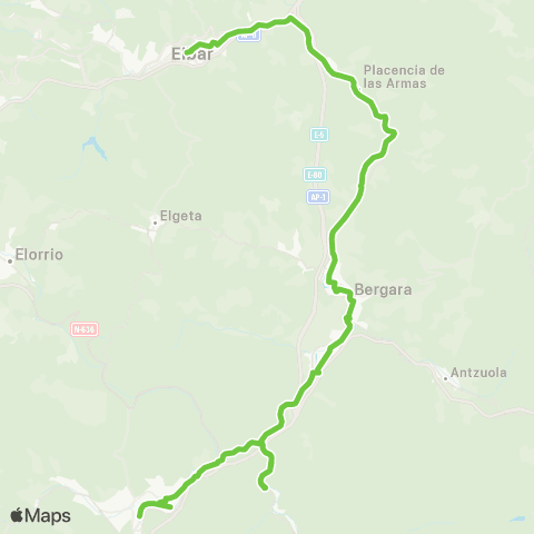 Lurraldebus Eibar↔Arrasate map