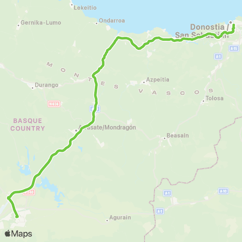 Lurraldebus Donostia↔Vitoria-Gasteiz map