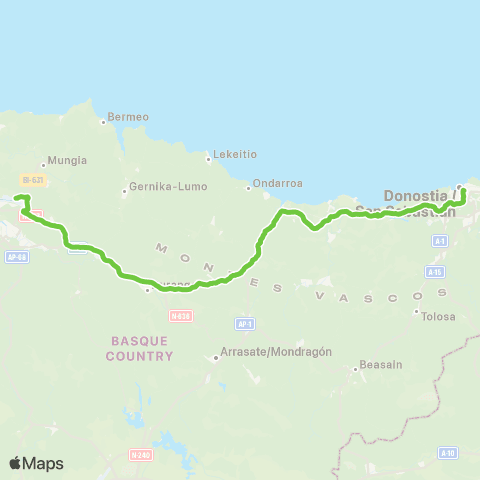 Lurraldebus Zumarraga↔Arrasate map