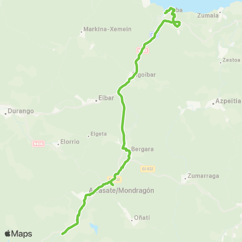 Lurraldebus Eskoriatza↔Arrasate↔Deba map