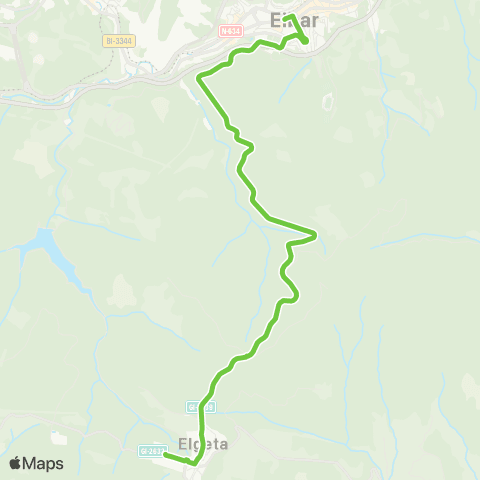 Lurraldebus Eibar↔Elgeta map