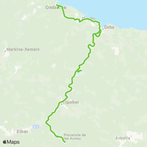 Lurraldebus Soral↔Eibar↔Elgoib↔Mend↔Deba↔Mutriku↔Ondarroa map