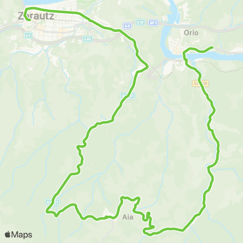 Lurraldebus Zarautz↔Aia↔Orio map