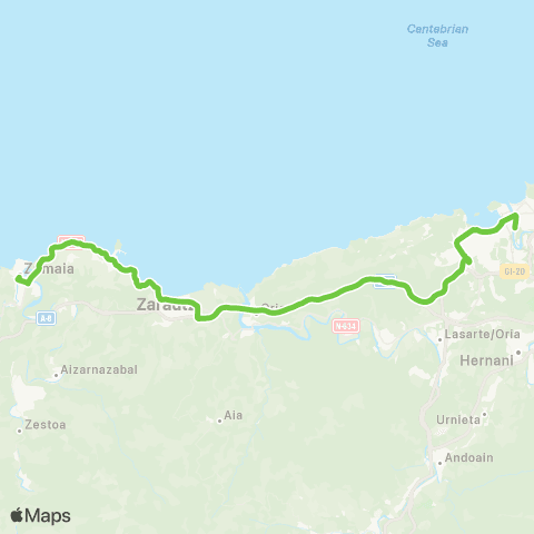 Lurraldebus Zumaia↔Getaria↔Zarautz↔Donostia map