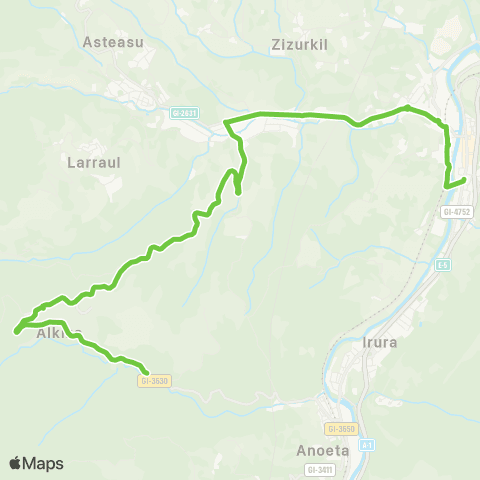 Lurraldebus Villabona↔Alkiza map