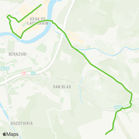 Lurraldebus Tolosa↔Ibarra (Apatta Erreka) map