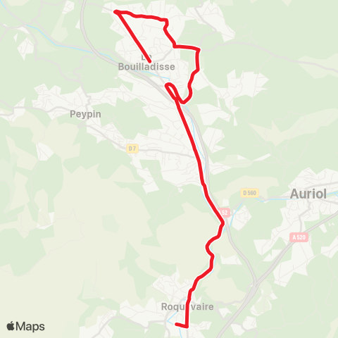 Les Lignes de l'Agglo La Bouilladisse - La Destrousse - Cge Roquevaire map