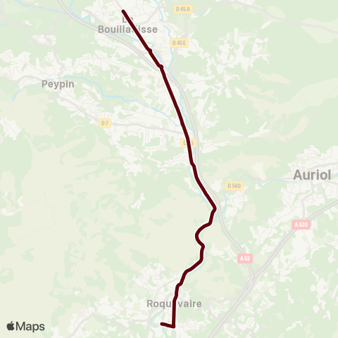 Les Lignes de l'Agglo La Bouilladisse - La Destrousse - Cge Roquevaire map