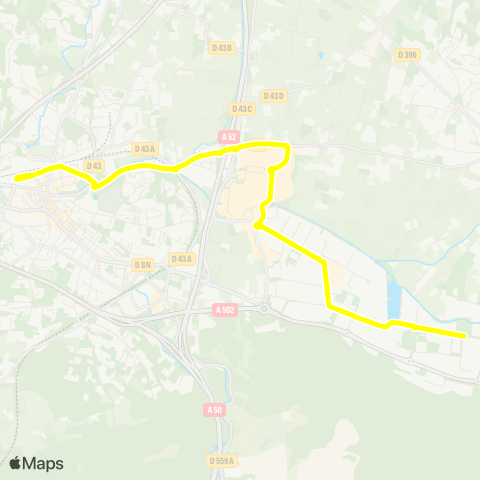 Les Lignes de l'Agglo Gare d'Aubagne - Plaine de Jouques map