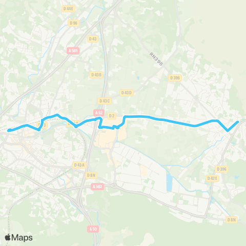 Les Lignes de l'Agglo Gare Aubagne - Ctre comm. - Gémenos C.V. map
