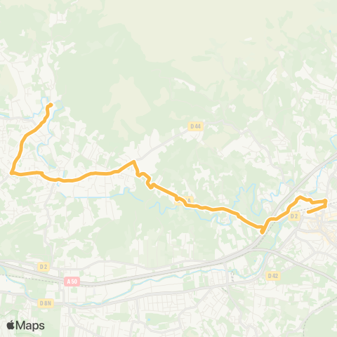 Les Lignes de l'Agglo Gare Aubagne - Font de Mai - La Treille map