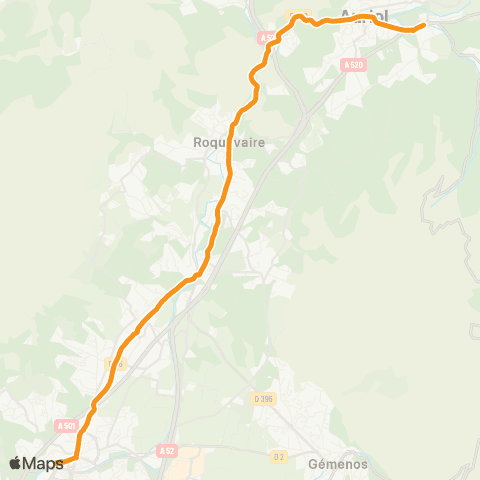 Les Lignes de l'Agglo St Zacharie - Auriol - Roquevaire - Gar map