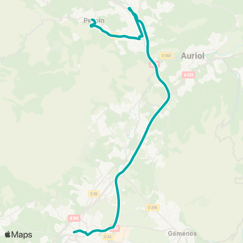 Les Lignes de l'Agglo La Bouilladisse - Gare Aubagne (par auto map