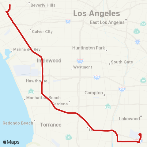Long Beach Transit UCLA Westwood Express map