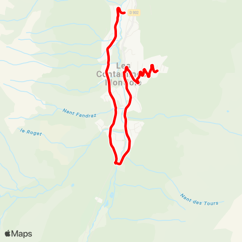 Navette Les Contamines-Montjoie Ligne Hameaux map