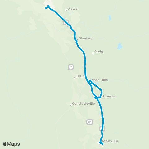 Lewis County Transit Lowville - Constableville (Blue) map
