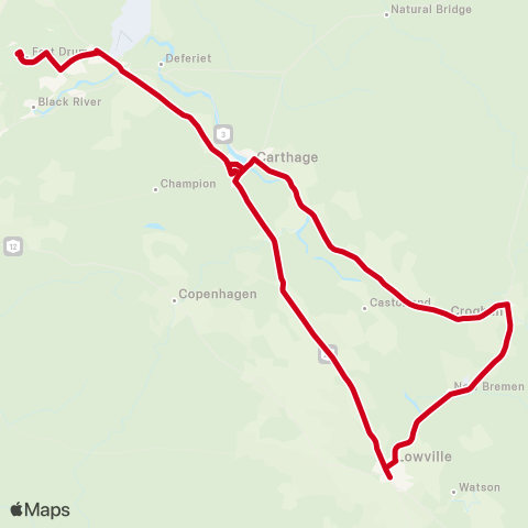 Lewis County Transit Fort Drum Circuit map